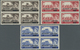 ** Bahrain: 1955, Overprints On GB "Castles", Three Values Each As Block Of Four, Unmounted Mint (some - Bahrain (1965-...)