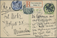 GA China - Ganzsachen: 1908, Card Square Dragon 1 C. Uprated 3 C. Green, 10 C. Ultra Tied Bisected Bili - Postcards