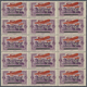 ** Libanon: 1928, Airmails, 5pi. Violet With Double Overprint Of Arabic Inscription, Block Of 15, Unmou - Libanon