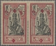 * Französisch-Indien: 1916, Red Cross, 10c. Carmine/black, Horiz. Pair Showing Multiple Varieties: "5 - Ongebruikt