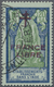 O Französisch-Indien: 1943, FRANCE LIBRE Overprint, Double Surcharge (in Red And In Blue) On 20ca. Blu - Gebruikt