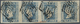 O Indien: 1854 Lithographed ½a. Blue Horizontal Strip Of Four, Used And Each Cancelled By Black Diamon - Andere & Zonder Classificatie