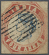 O Indien: 1854 Lithographed 4a. Blue & Red From 2nd Printing, Sheet Pos. 5, Used And Cancelled By Diam - Other & Unclassified