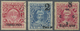 O/* Indien - Feudalstaaten: COCHIN 1922/1942: Three Interesting Stamps Overprinted, With 1922 2p. On 3p. - Other & Unclassified