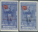 ** Jemen - Königreich: 1965, Death Of The Imam's Son 4b. Blue/red Two Imperforate Stamps With RED And B - Yemen