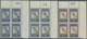 ** Jordanien: 1952, Jordan Unity, 1f. To 200f., Complete Set Of Nine Values As Plate Blocks Of Four Fro - Jordanië