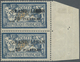 * Libanon: 1924, 25pi. On 5fr. (2mm Spacing), Right Marginal Vertical Pair, Top Stamp Showing "LIABN" - Lebanon