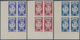 ** Libanon: 1947, 12th U.P.U. Congress, Complete Set Of Six Values As IMPERFORATE Blocks Of Four From T - Lebanon