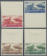 **/* Libanon: 1954, Beyrouth Airport, 10pi. To 65pi., Complete Set Of Four Values Imperforate, Unmounted - Lebanon