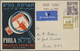 Delcampe - GA Palästina: 1945, Tel Aviv Philatellic Exhibiton Stationery Cards Used (6): Air Mail Registered To Lo - Palestine