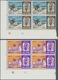 ** Abu Dhabi: 1967, Definitives, 100f. To 1d., Five Top Values Each As Plate Block From The Lower Left - Abu Dhabi