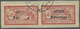 Brfst Syrien: 1924, 2pi. On 40c. Red/blue, Horiz. Pair (vertical Perf. Fold), Left Stamp Showing Attractiv - Syrië