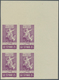 ** Syrien: 1955, Children's Day, Complete Set As IMPERFORATE Marginal Blocks Of Four From The Upper Rig - Syria