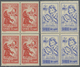 ** Syrien: 1957, Mother's Day Both Values In Blocks Of Four With Strong OFFSET On Reverse In Blocks Of - Syria