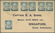 Br Thailand: 1909, Printed Envelope Bearing 7x "2 Satang" On 2 Atts Green Sent From Bangkok To Sinagpor - Thailand