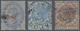 O Malaiische Staaten - Straits Settlements: 1884 4c. On 5c. Blue (red Ovpt.), 8c. On 12c. Blue And 8c. - Straits Settlements