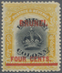 * Brunei: 1906, Labuan Stamp 4c. On 12c. Black And Yellow With Red Opt. 'BRUNEI' With Variety 'line Th - Brunei (1984-...)