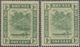 ** Brunei: 1911, 'Huts And Canoe' 1c. Green Single Plate Two Stamps With WATERMARK ERRORS Incl. One Wit - Brunei (1984-...)