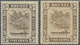 * Brunei: 1933, 'Huts And Canoe' 5c. Brown In Two Very Different Shades Both With Variety 'RETOUCHED 5 - Brunei (1984-...)