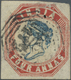 O Malaiische Staaten - Straits Settlements: 1854 Indian Lithographed 4a. Blue & Red, 4th Printing, Use - Straits Settlements