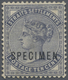 Malaiische Staaten - Straits Settlements: 1882 QV 10c. Slate, Wmk Crown CC, Surcharged "SPECIMEN" In - Straits Settlements