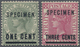 * Malaiische Staaten - Straits Settlements: 1892/1894, QV 1c. On 8c. Green And 3c. On 32c. Carmine-ros - Straits Settlements