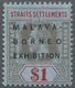 * Malaiische Staaten - Straits Settlements: 1922 Malaya-Borneo Exhibition $1 Black & Red/blue, Wmk Mul - Straits Settlements