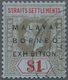 O Malaiische Staaten - Straits Settlements: 1922 Malaya-Borneo Exhibition $1 Black & Red/blue, Wmk Mul - Straits Settlements