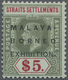 * Malaiische Staaten - Straits Settlements: 1922 Malaya-Borneo Exhibition $5 Green & Red/blue-green, W - Straits Settlements