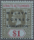 * Malaiische Staaten - Straits Settlements: 1922 Malaya-Borneo Exhibition $1 Black & Red/blue, Wmk Mul - Straits Settlements