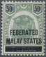 * Malaiischer Staatenbund: 1900 ESSAY Of Perak 1895 50c. Overprinted "FEDERATED/MALAY STATES" With Bar - Federated Malay States