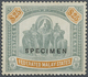 Malaiischer Staatenbund: 1922-34 'Elephants' $25 Green & Orange, Wmk Mult Script CA, Surcharged "SPE - Federated Malay States