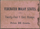 ** Malaiischer Staatenbund: 1909 BOOKLET 25c. Containing 24 Stamps 1c. Green (1908) In Panes Of Six And - Federated Malay States