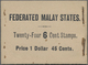 ** Malaiischer Staatenbund: 1922 BOOKLET $1.45 Containing 24 Stamps 6c. Orange In Panes Of Six And Inte - Federated Malay States