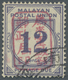 O Malaiischer Staatenbund - Portomarken: Japanese Occupation, Postage Dues, 1942, 12 C. Ultra With Red - Federated Malay States