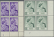 ** Malaiische Staaten - Johor: 1948, Royal Silver Wedding Both Values In Blocks Of Four From Lower Righ - Johore