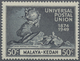 ** Malaiische Staaten - Kedah: 1949 UPU 50c. Blue-black, Variety "A" Of "CA" Missing From Watermark, Mi - Kedah