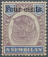 * Malaiische Staaten - Negri Sembilan: 1898-1900 4c. On 8c. Dull Purple & Ultramarine With BLACK OVERP - Negri Sembilan