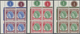 ** Malaiische Staaten - Penang: 1954/1957, QEII Definitives Complete Set Of 16 In Blocks Of Four From U - Penang