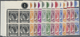 ** Malaiische Staaten - Penang: 1954/1957, QEII Definitives Complete Set Of 16 In Blocks Of Four From U - Penang