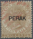 O Malaiische Staaten - Perak: 1880, Straits Settlements QV 2c. Brown Wmkd. Crown CC With Black Opt. 'P - Perak