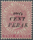 * Malaiische Staaten - Perak: 1886 1c. On 2c. Pale Rose, Surcharge Variety "One" INVERTED, Mounted Min - Perak