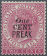 (*) Malaiische Staaten - Perak: 1887-89 1c. On 2c. Bright Rose, With Overprint Error "PREAK" For PERAK, - Perak