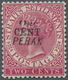 * Malaiische Staaten - Perak: 1889, Straits Settlements QV 2c. Bright Rose Wmkd. Crown CA With Black O - Perak