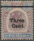 * Malaiische Staaten - Perak: 1900 "Three Cent." On 8c. Dull Purple & Ultramarine, Variety OVERPRINT D - Perak