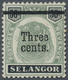 * Malaiische Staaten - Selangor: 1900, Tiger Head 3c. On 50c. Green And Black With Opt. Variety 'ANTIQ - Selangor