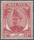 ** Malaiische Staaten - Selangor: 1952, Sultan Hisamud-din Alam Shah 12c. Scarlet With INVERTED WATERMA - Selangor