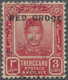 O Malaiische Staaten - Trengganu: 1917, RED CROSS: Sultan Zain Ul Ab Din 3c. Carmine-red With Opt. Var - Trengganu