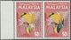 ** Malaysia: 1965, Birds 50c. 'Black-nailed Oriole' (Oriolus Chinensis) Horizontal Marginal Pair With P - Maleisië (1964-...)