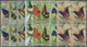 ** Malaysia: 1970, Butterflies Complete Set Of Eight From Bradbury And Harrison Printings All In Blocks - Malaysia (1964-...)